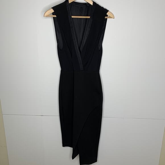 Bec & Bridge Black Faux Wrap Asymmetrical Dress Womens Size 4 - Picture 8 of 16